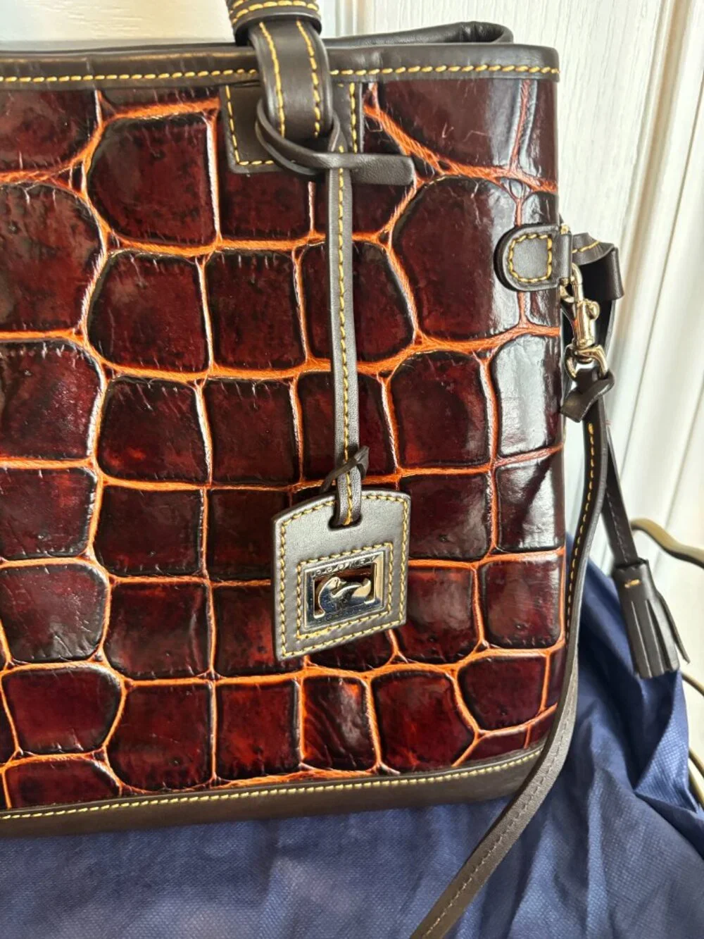 Dooney & Bourke croc‐embossed tote + dust bag